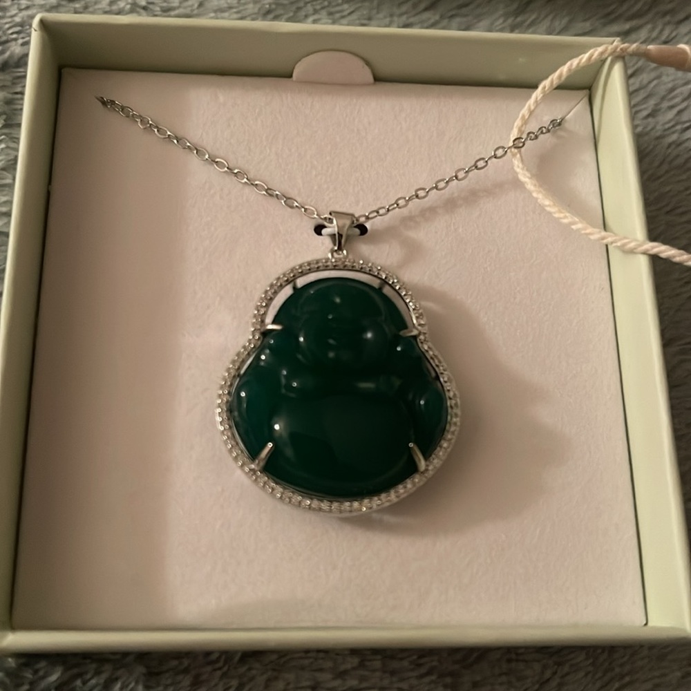 Jade & Stone Buddha Pendant Necklace